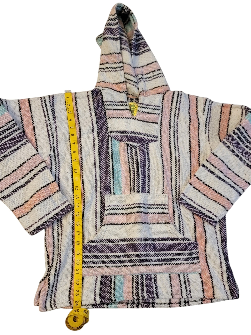 Pastel Striped Hooded Puffer Pullover Jacket